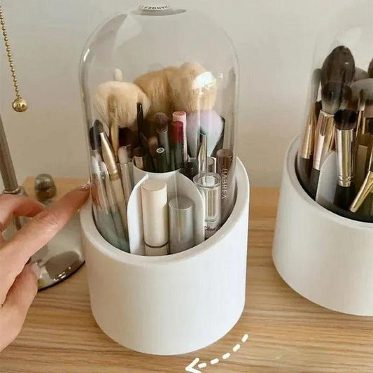 White Acrylic Makeup Brush Organizer with Cover #1010