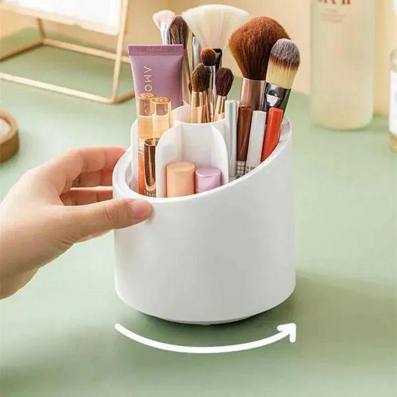 White Acrylic Makeup Brush Organizer with Cover #1010